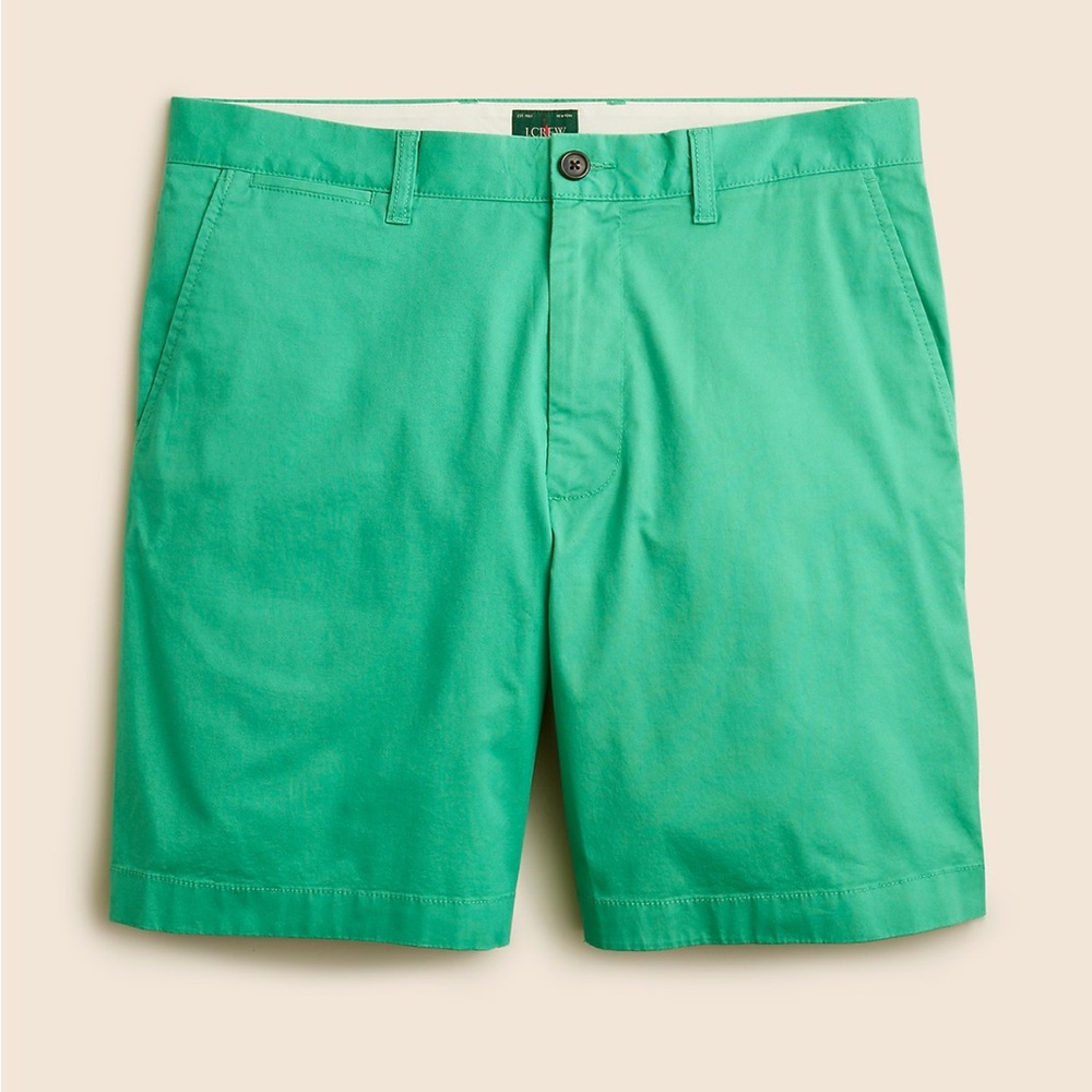 New with tags J.Crew Men's Cotton Twill 9” portsider stretch chino Shorts Green